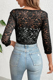 Lace Trim Cropped Blouse