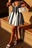 Halter Striped Casual Dress