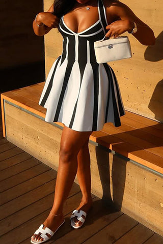Halter Striped Casual Dress