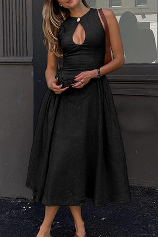 Keyhole Detail Casual Midi Dress