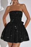 Strapless Bow-Back Mini Dress