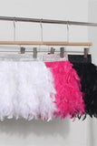 Feathered Mini Skirt with Glitter Waistband
