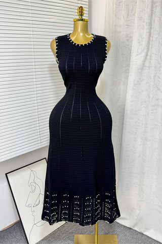 Elegant Embellished Knit Maxi Dress