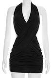 Draped Halter Casual Dress