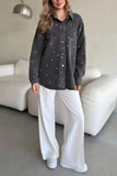 Button-Up Heart Print Shirt