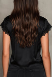 Lace Trim Tie-Front Blouse