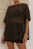 Sequined Mesh T-Shirt