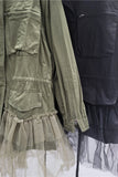 Military-Inspired Tulle Trim Jacket