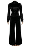 Elegant Satin Long-Sleeve Pant Set