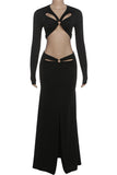 Elegant Long Sleeve Cut-Out Set