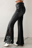 Lace-Trimmed Flare Jeans