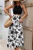 Halter Neck Floral Midi Dress