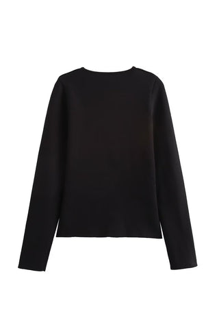 Button-Accent V-Neck Cardigan