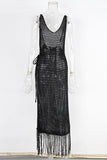 Crochet Fringe Cover-Up Dress