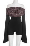 Off-Shoulder Romper with Flared Sleeves