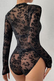 Elegant Sheer Pattern Bodysuit