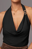 Draped Halter Tank with Metal Accent