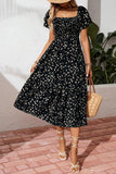 Smocked Floral Midi Dress