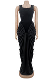 Draped Evening Gown with Fitted Bodice