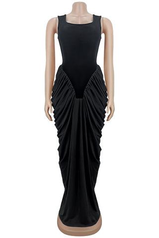 Draped Evening Gown with Fitted Bodice