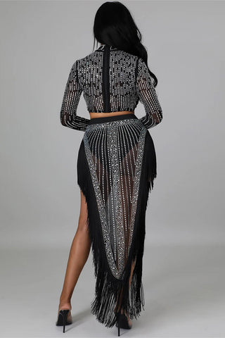 Fringe and Beaded Skirt Set