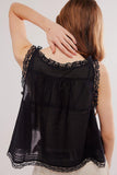 Lace-Trimmed Button-Front Tank