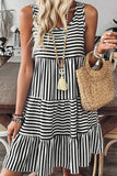 Sleeveless Tiered Striped Dress