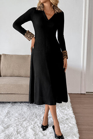 V-Neck Ribbed Casual Dress