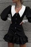 Button-Down Ruffle Hem Dress