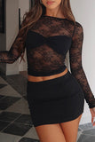 Sheer Lace Long Sleeve Top