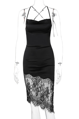 Lace-Trim Spaghetti Strap Dress