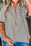 Striped Zip-Up Blouse