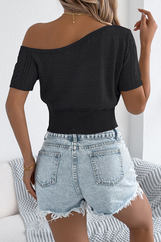 Off-Shoulder Knit T-Shirt