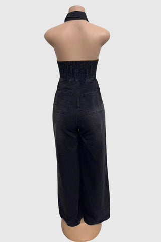 Chic Halter Denim Jumpsuit