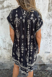 Printed Button-Front Casual Dress