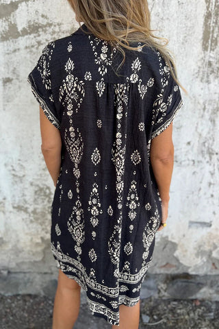 Printed Button-Front Casual Dress