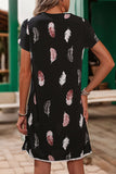 Feather Print Casual Dress