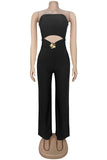 Strapless Cutout Wide-Leg Jumpsuit