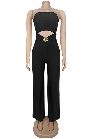 Strapless Cutout Wide-Leg Jumpsuit