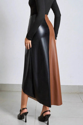 Colorblock Asymmetrical Skirt