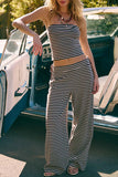 Strapless Striped Pants Set