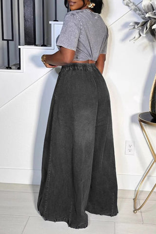 Stylish Wide-Leg Denim Pants