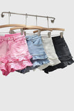 Ruffled Hem Denim Shorts