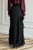 Ruffled Polka Dot Maxi Skirt