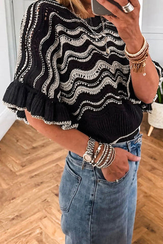 Wave Pattern Knit Sweater
