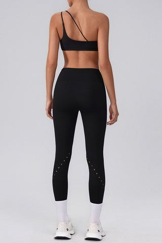 High-Waisted Perforated Casual Leggings