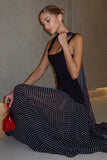 Polka Dot Maxi Dress with Scarf