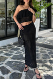 One-Shoulder Knit Vacation Skirt Set