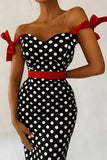 Polka Dot Casual Dress with Bow Straps