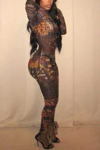 Patterned Full-Body Jumpsuit